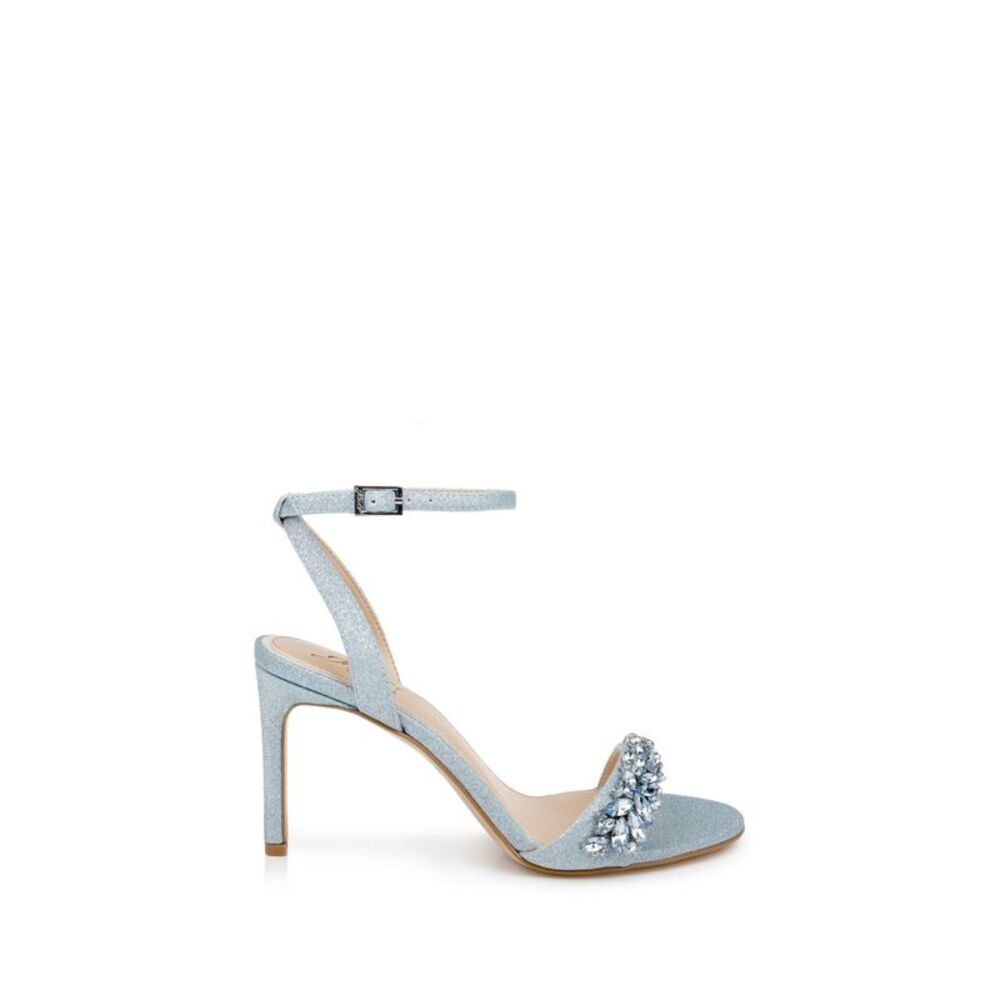 Jewel Badgley Mischka Blue Strappy Sandals with Stiletto Heel